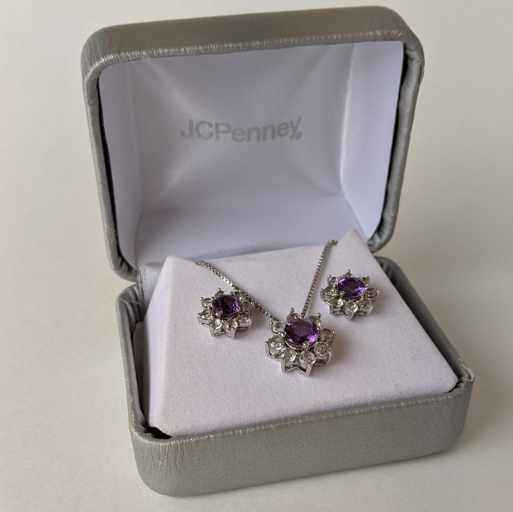 JCPENNEY Amethyst Sterling Silver 2-pc Jewelry Set